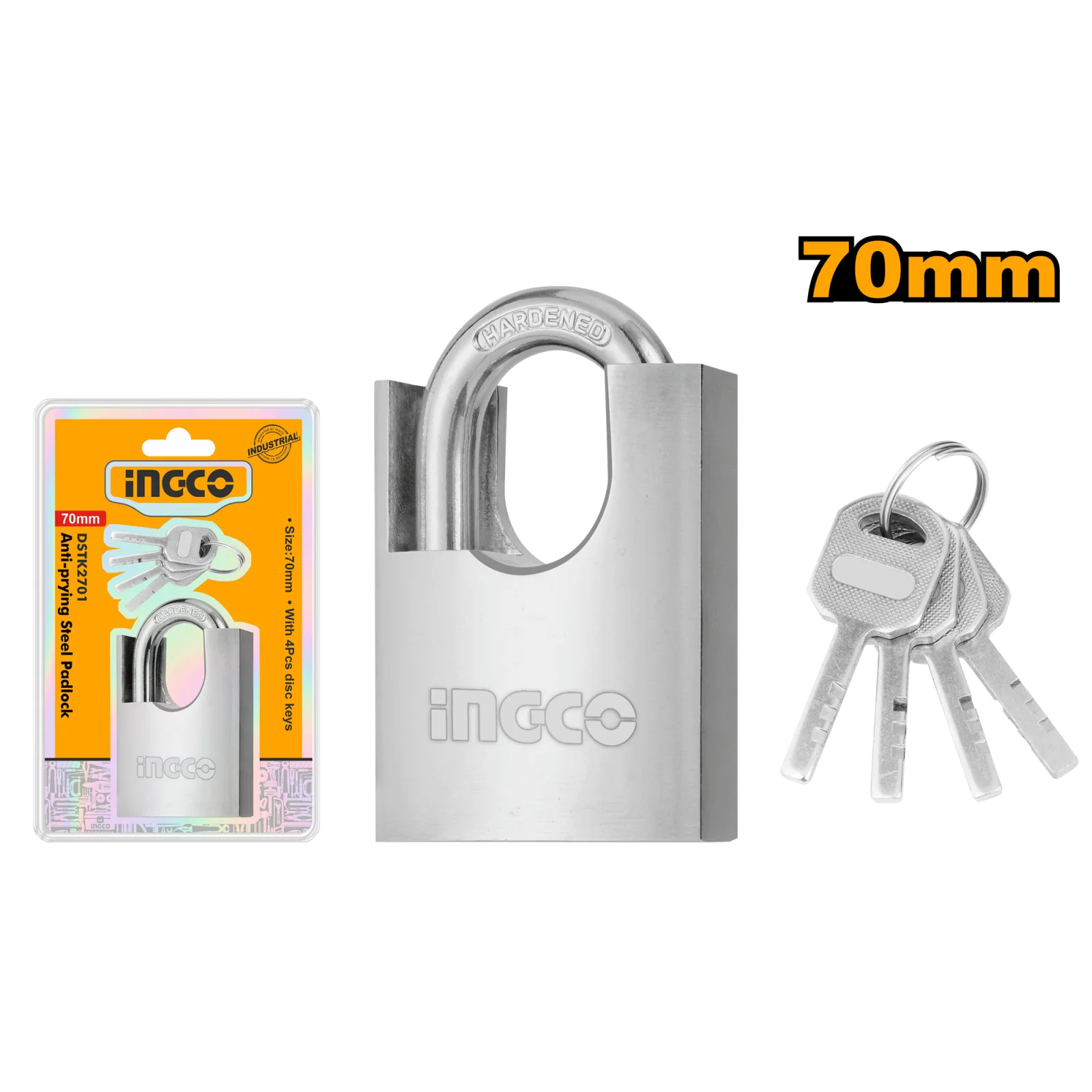 Навесной стальной замок INGCO DSTK2701 INDUSTRIAL 70 мм