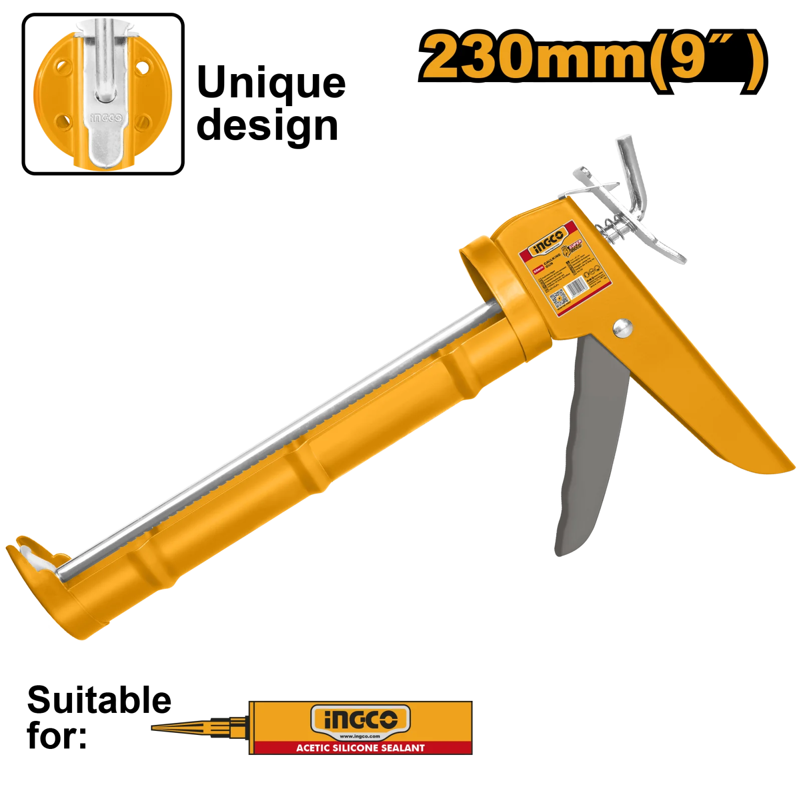Пистолет для герметика INGCO HCG1809 полузакрытый