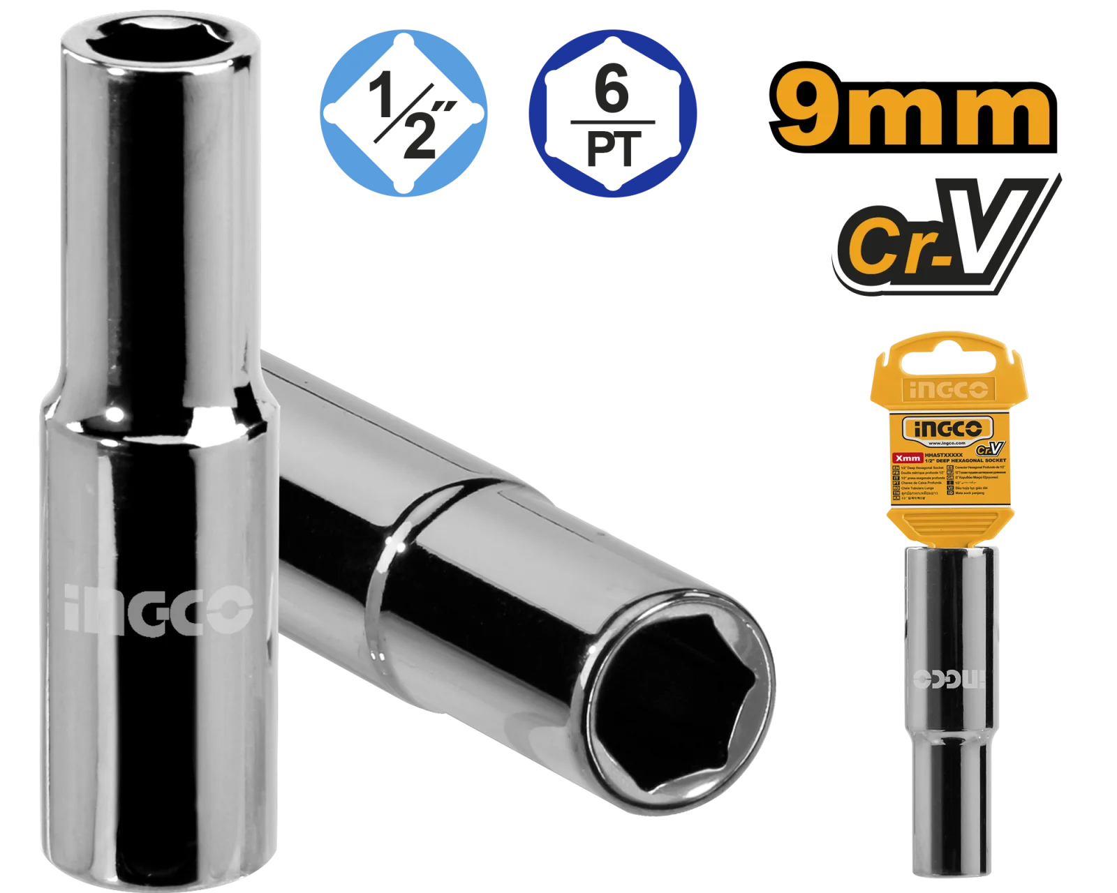 Головка торцевая шестигранная удлиненная INGCO HHAST12093L INDUSTRIAL 1/2