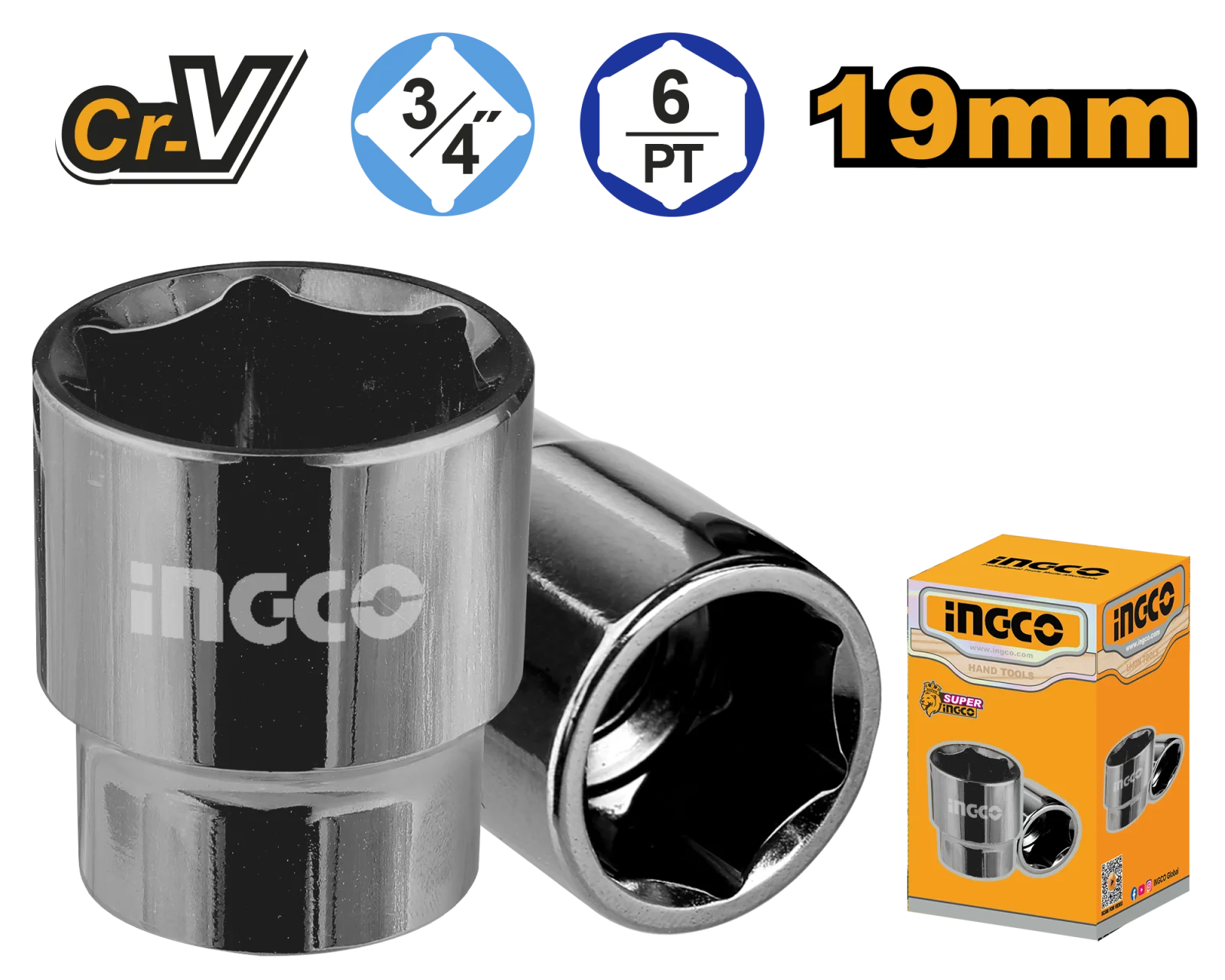 Головка торцевая шестигранная INGCO HHAST34191 INDUSTRIAL 3/4