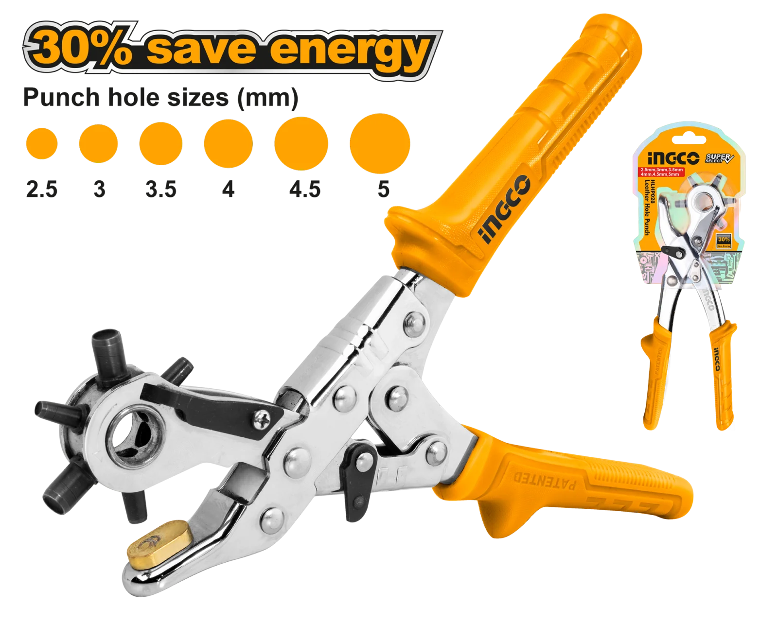Дырокол для кожи INGCO HLHP028