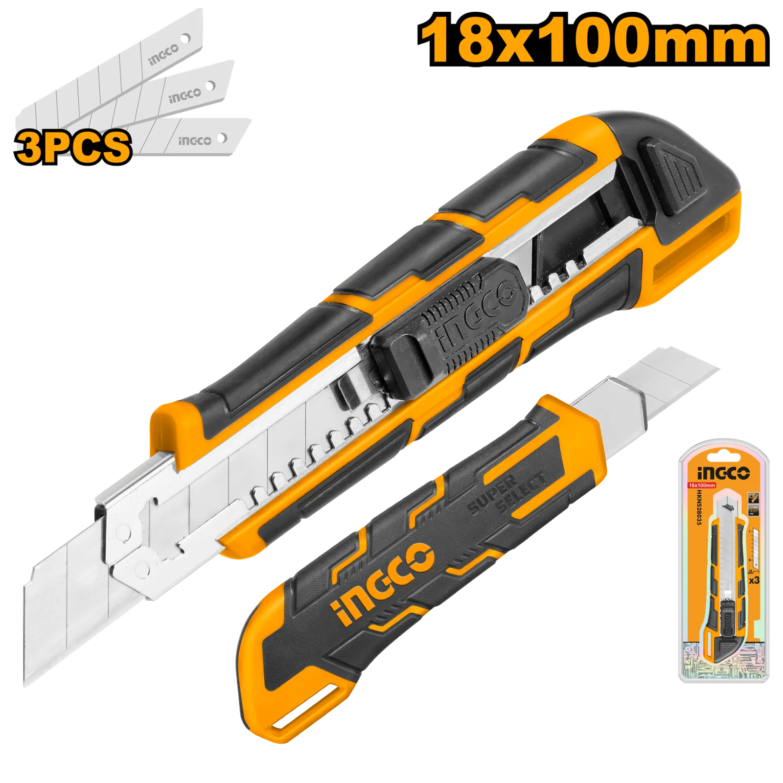 Нож канцелярский INGCO HKNS28035 18*100 мм