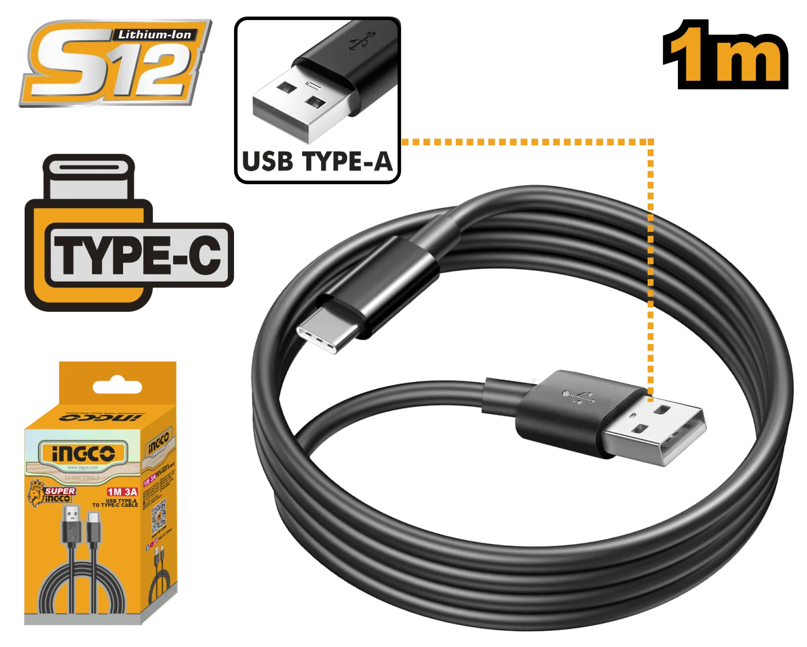 Кабель для зарядки USB - Type-C INGCO IUCC01 1 м