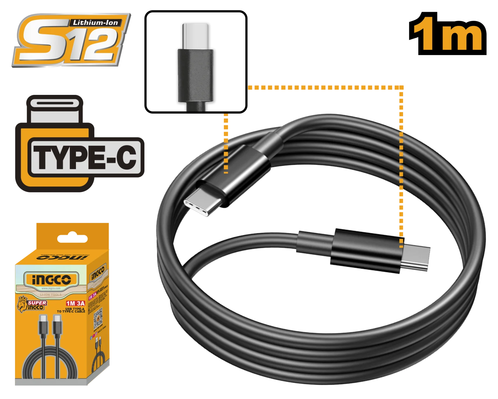 Кабель для зарядки Type-C - Type-C INGCO IUCC02 1 м