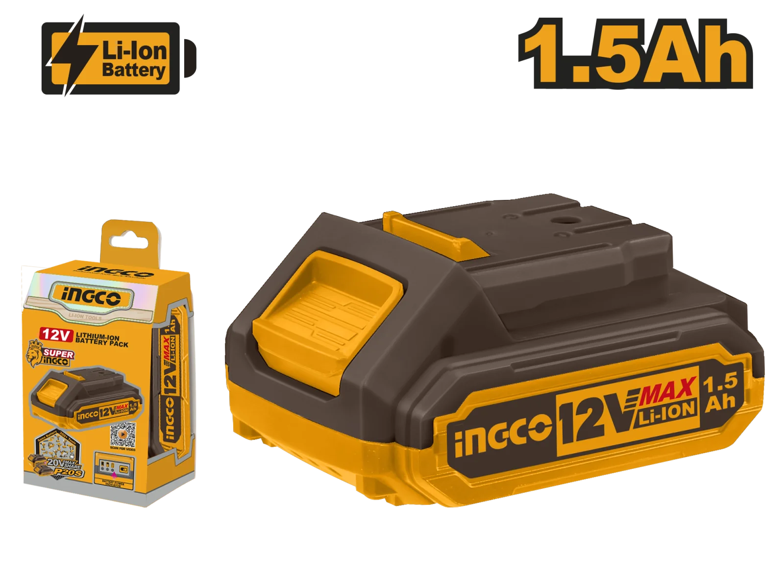 Аккумуляторная батарея Li-Ion INGCO FBLI12151 12 В 1.5 Ач