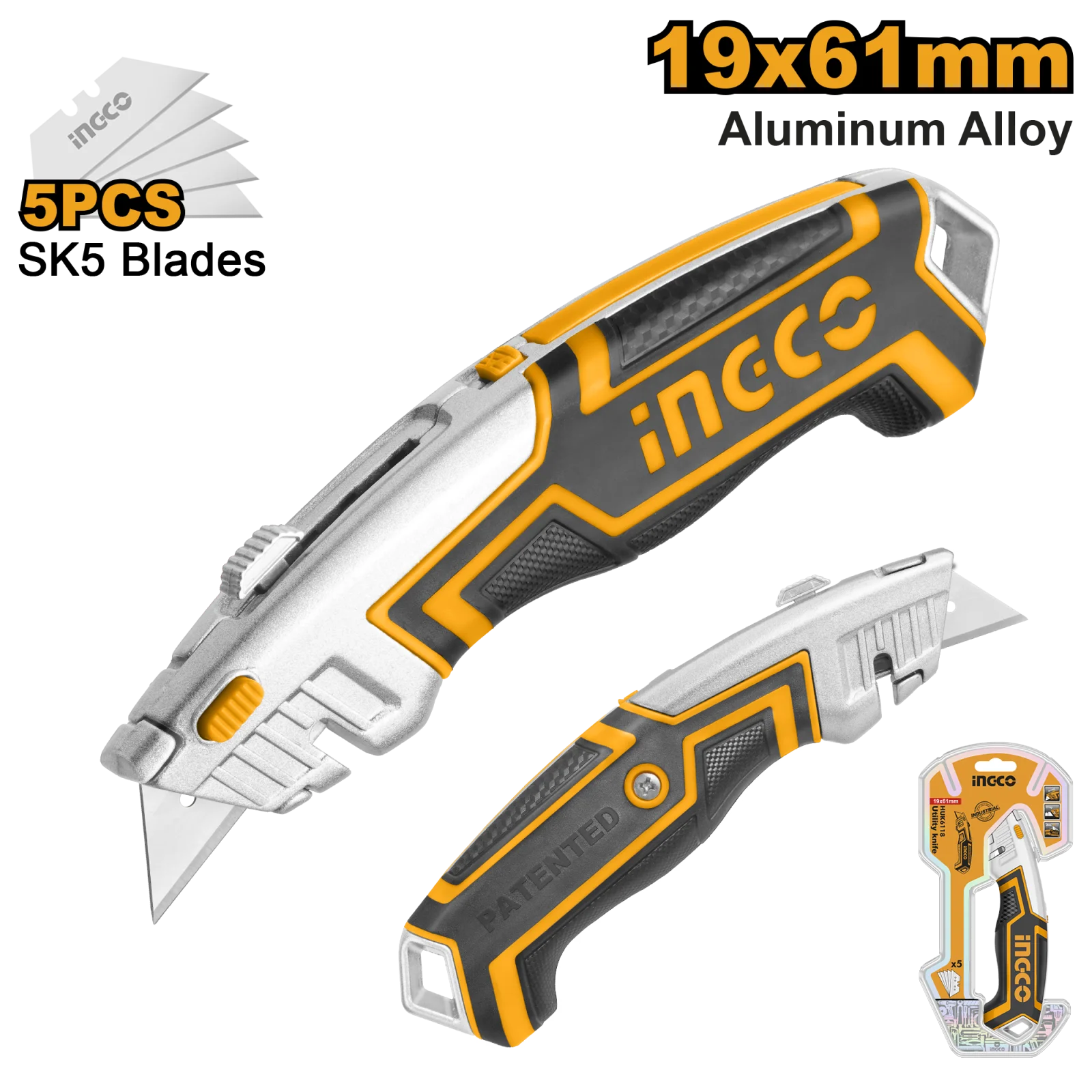 Нож трапециевидный универсальный INGCO HUK6118 INDUSTRIAL