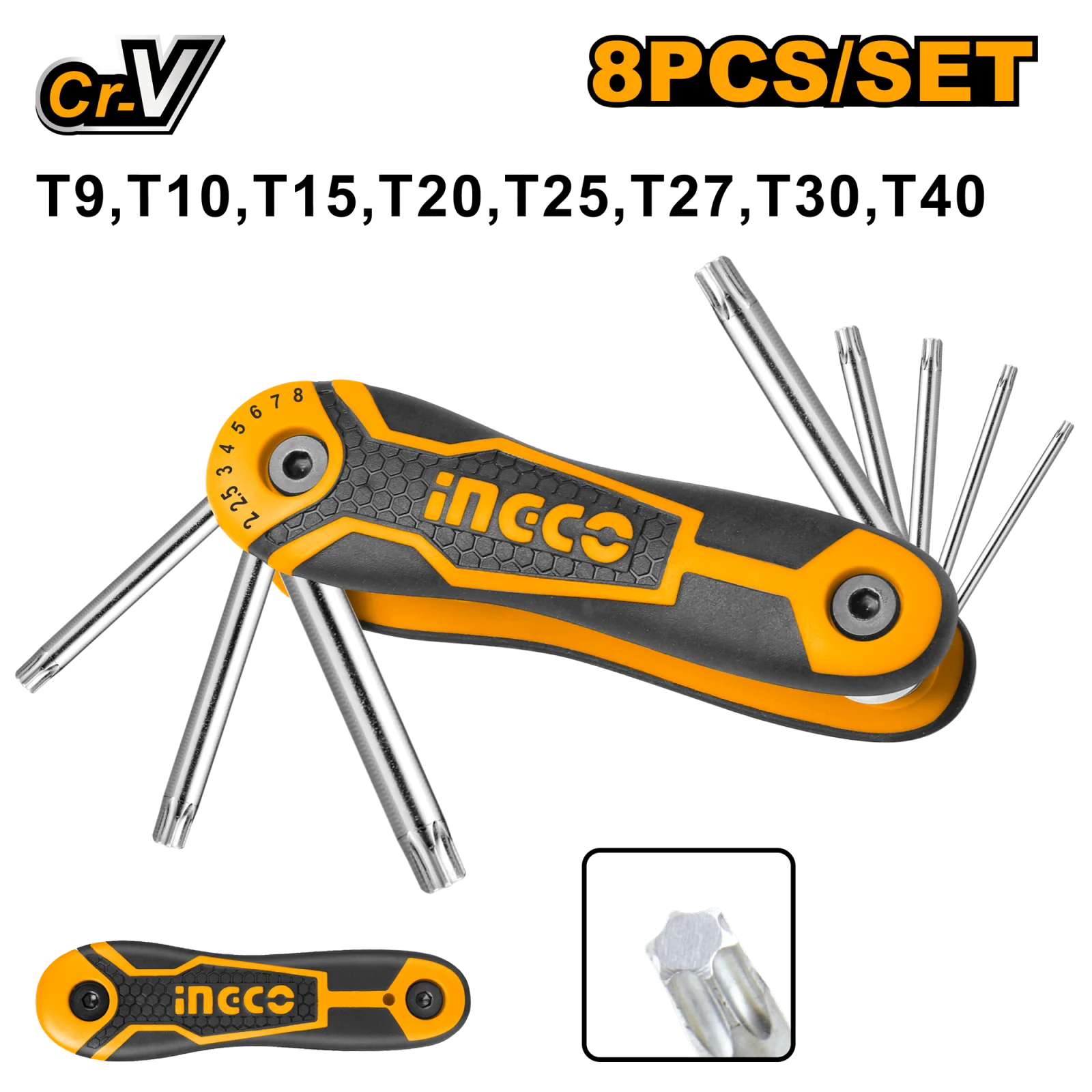 Набор шестигранников TORX INGCO HHK14083 INDUSTRIAL T9-T40 — фото 1