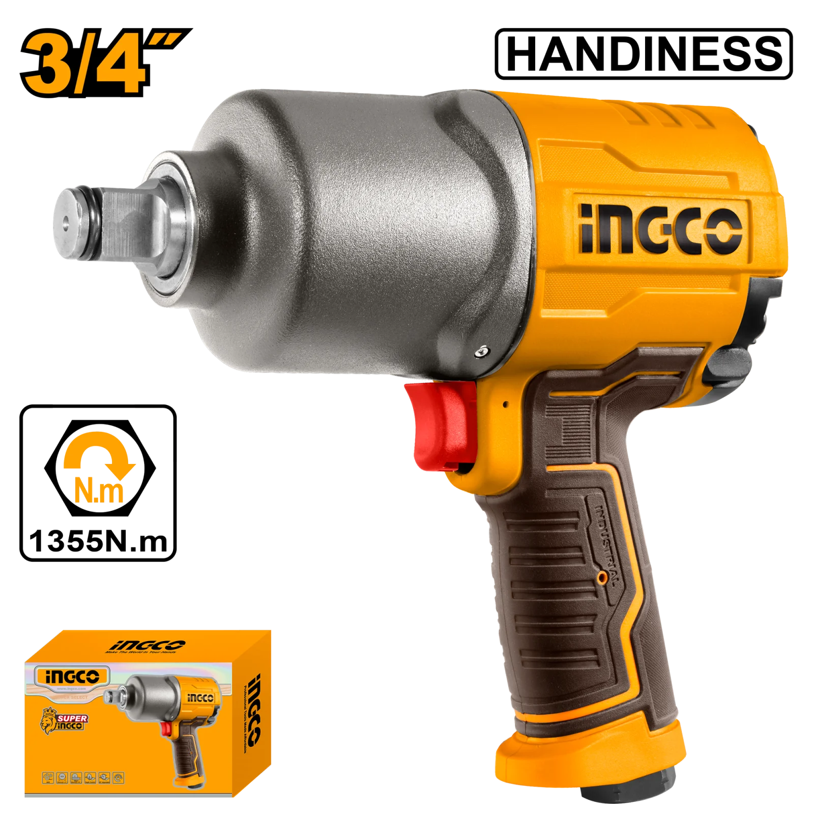 Гайковерт пневматический ударный INGCO AIW341301 INDUSTRIAL 3/4