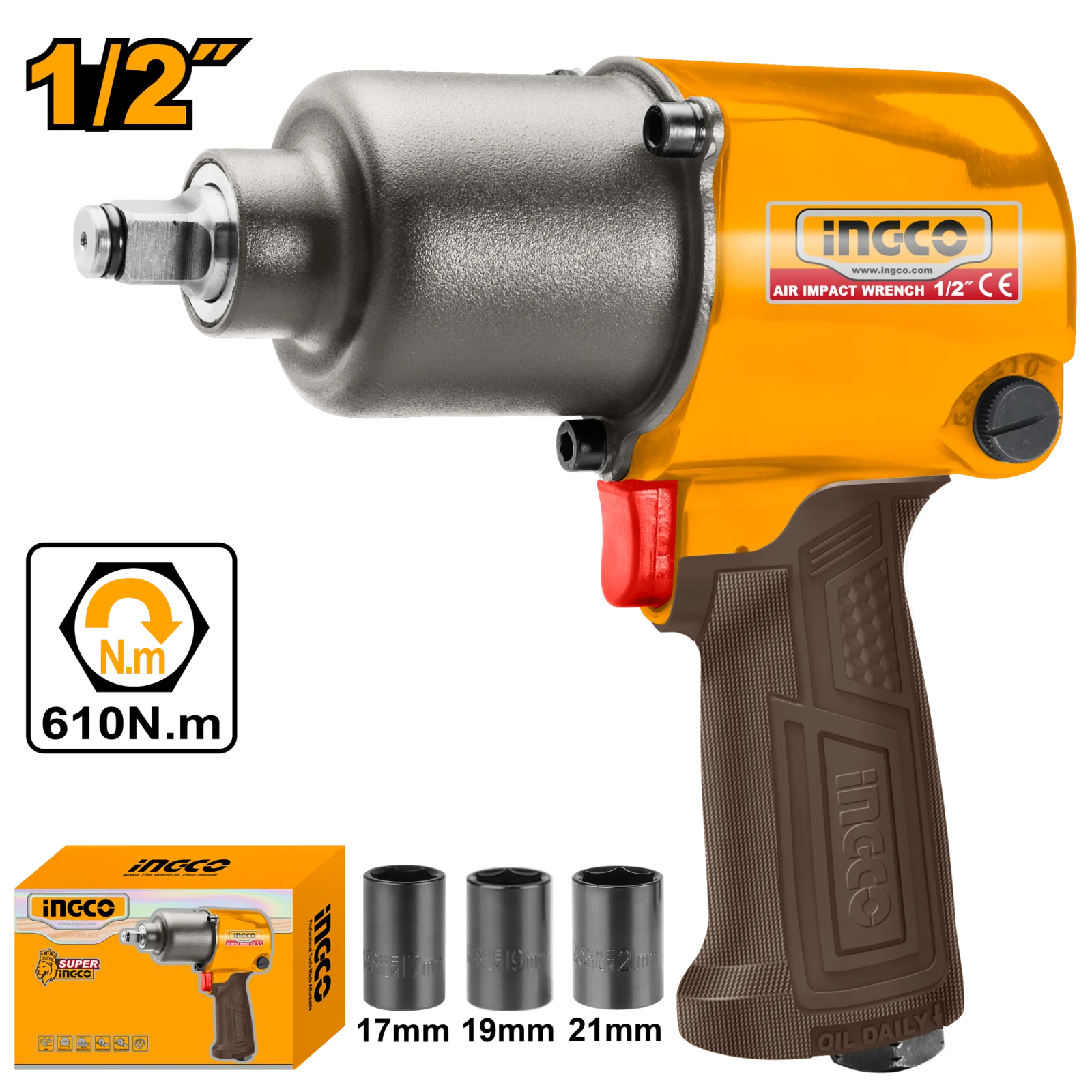 Гайковерт пневматический ударный INGCO AIW12562 INDUSTRIAL 1/2