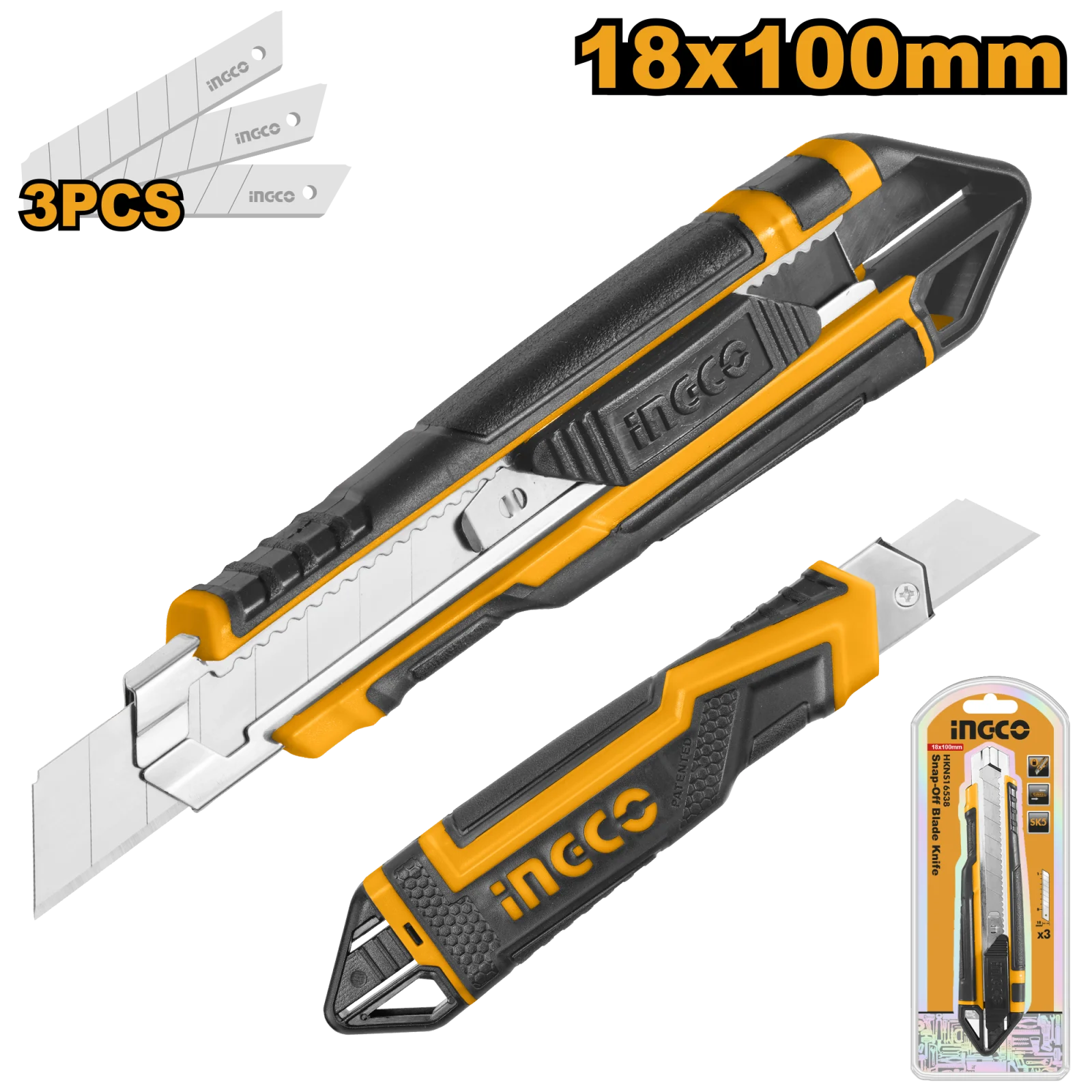 Нож канцелярский INGCO HKNS16538 18*100 мм