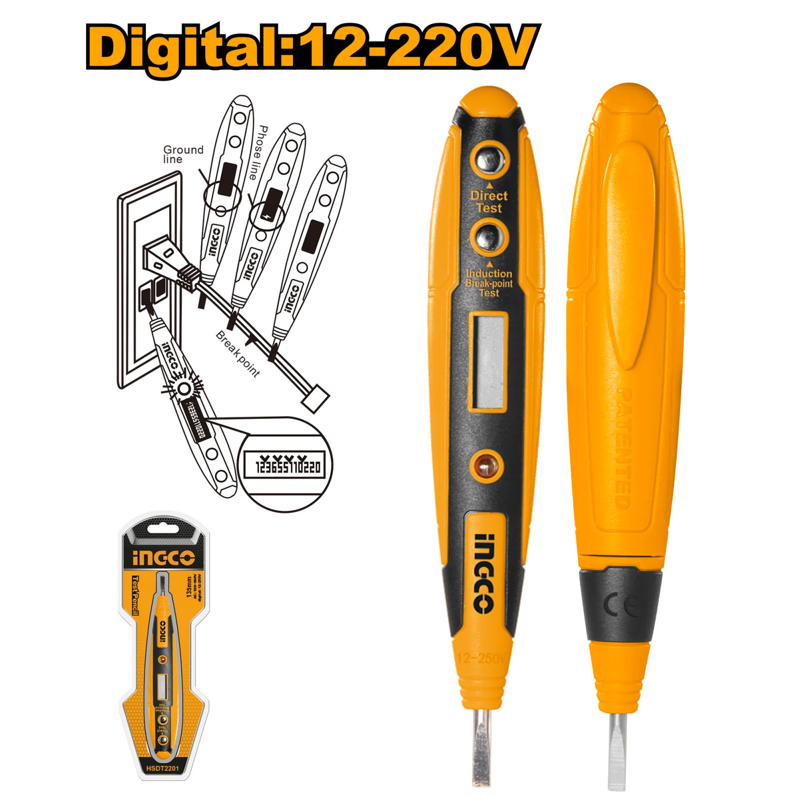 Индикаторная отвертка цифровая INGCO HSDT2201