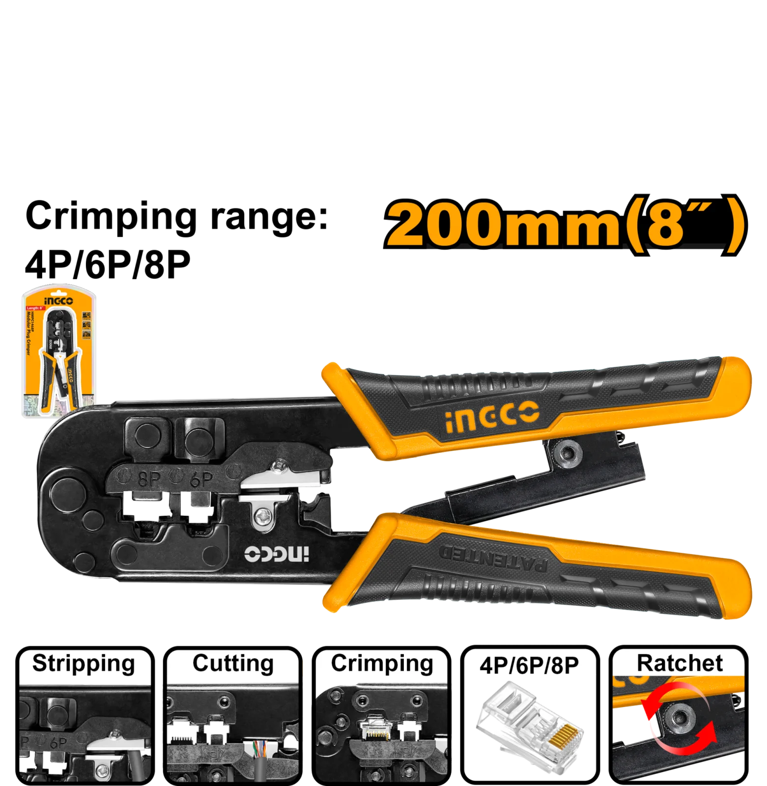 Пресс клещи ручные для обжима INGCO HMPCN2468R