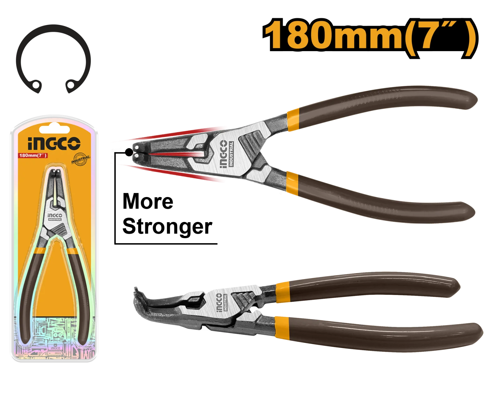 Съемник стопорных колец изогнутый INGCO HCCP261804 INDUSTRIAL 180 мм