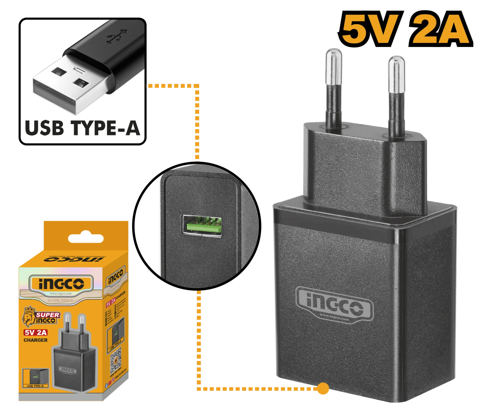 Зарядное устройство INGCO FCLI120502 USB 5 В