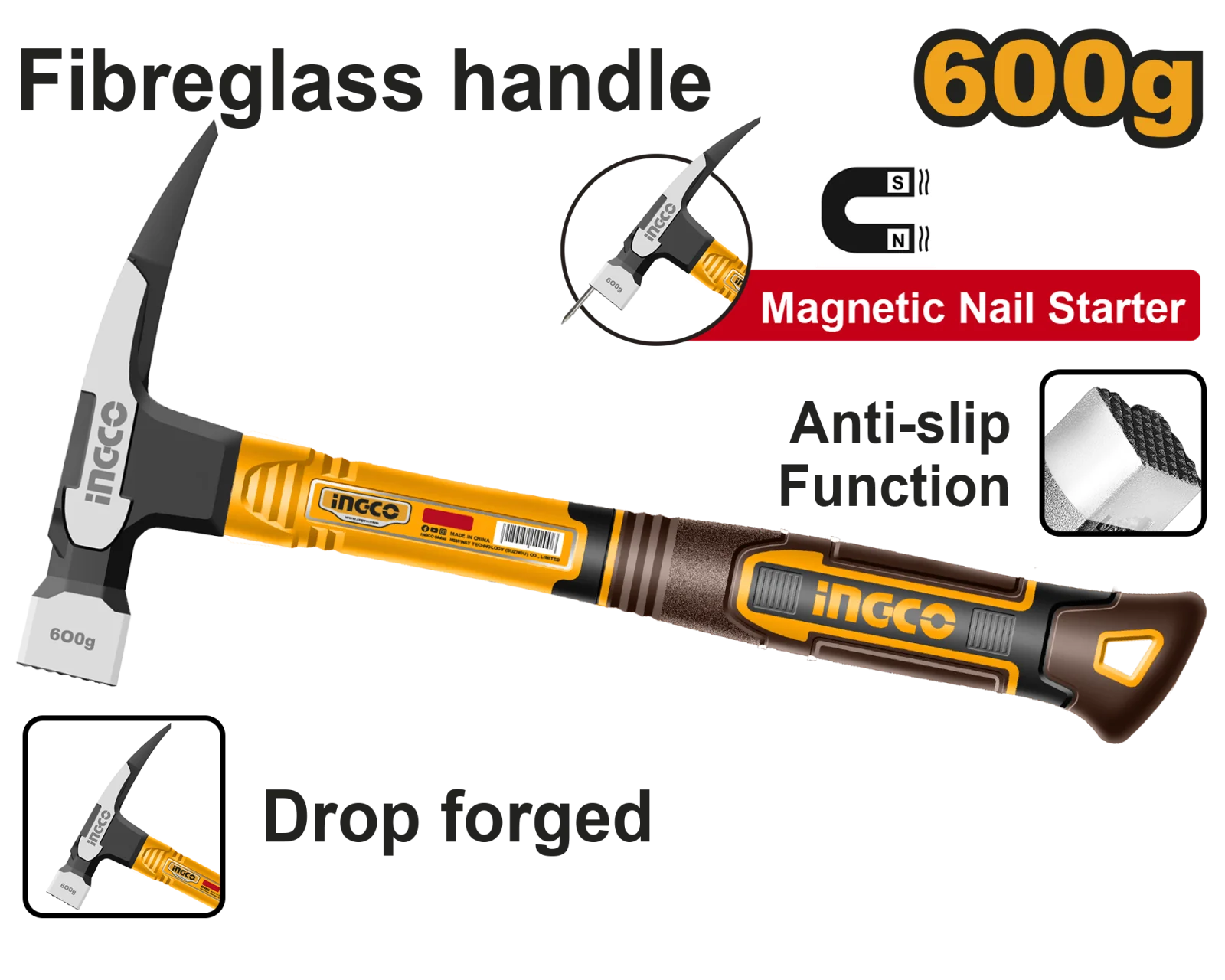 Молоток кровельщика INGCO HCH81060 600 г