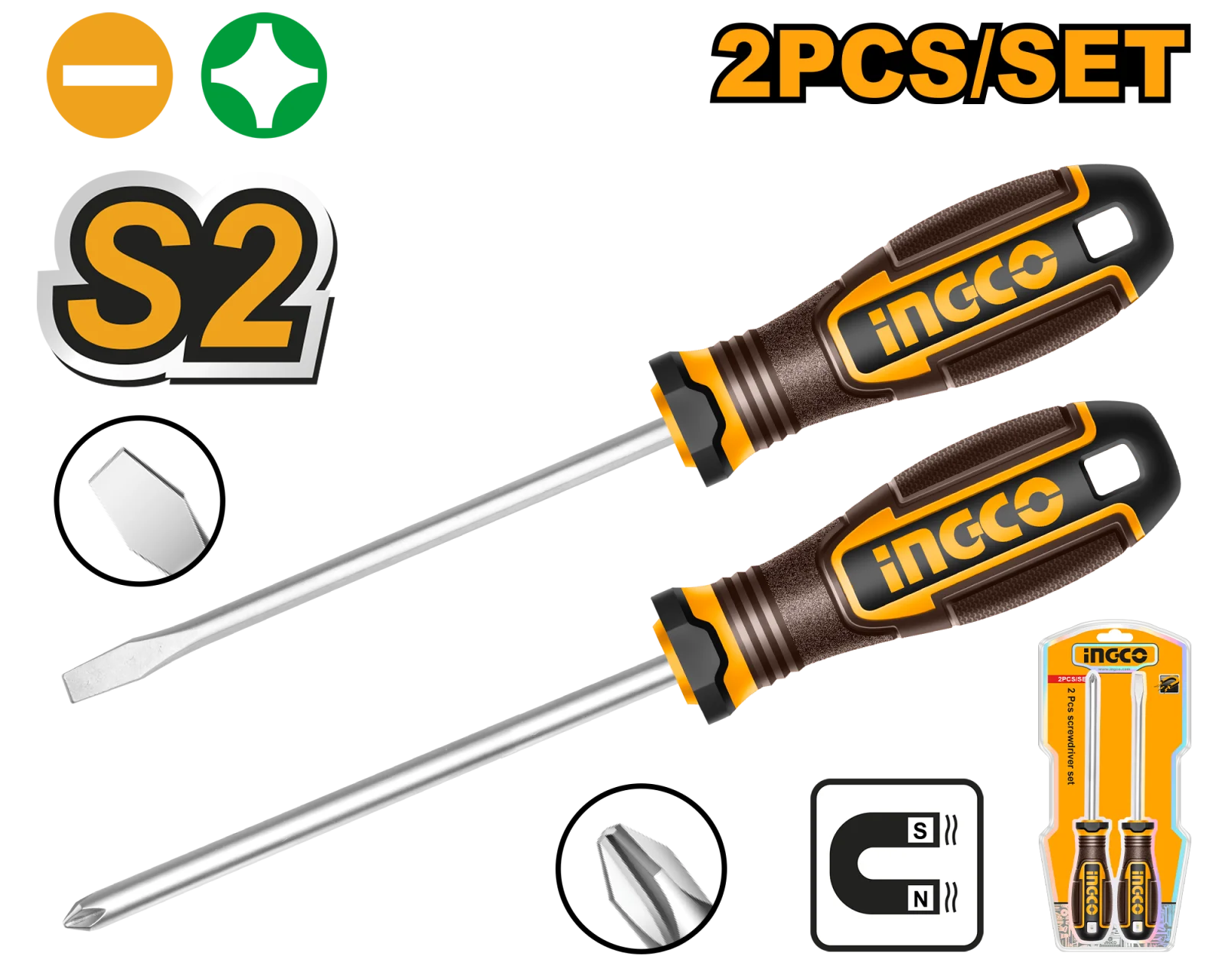 Набор отверток INGCO HKSDS0228 INDUSTRIAL 2 шт.