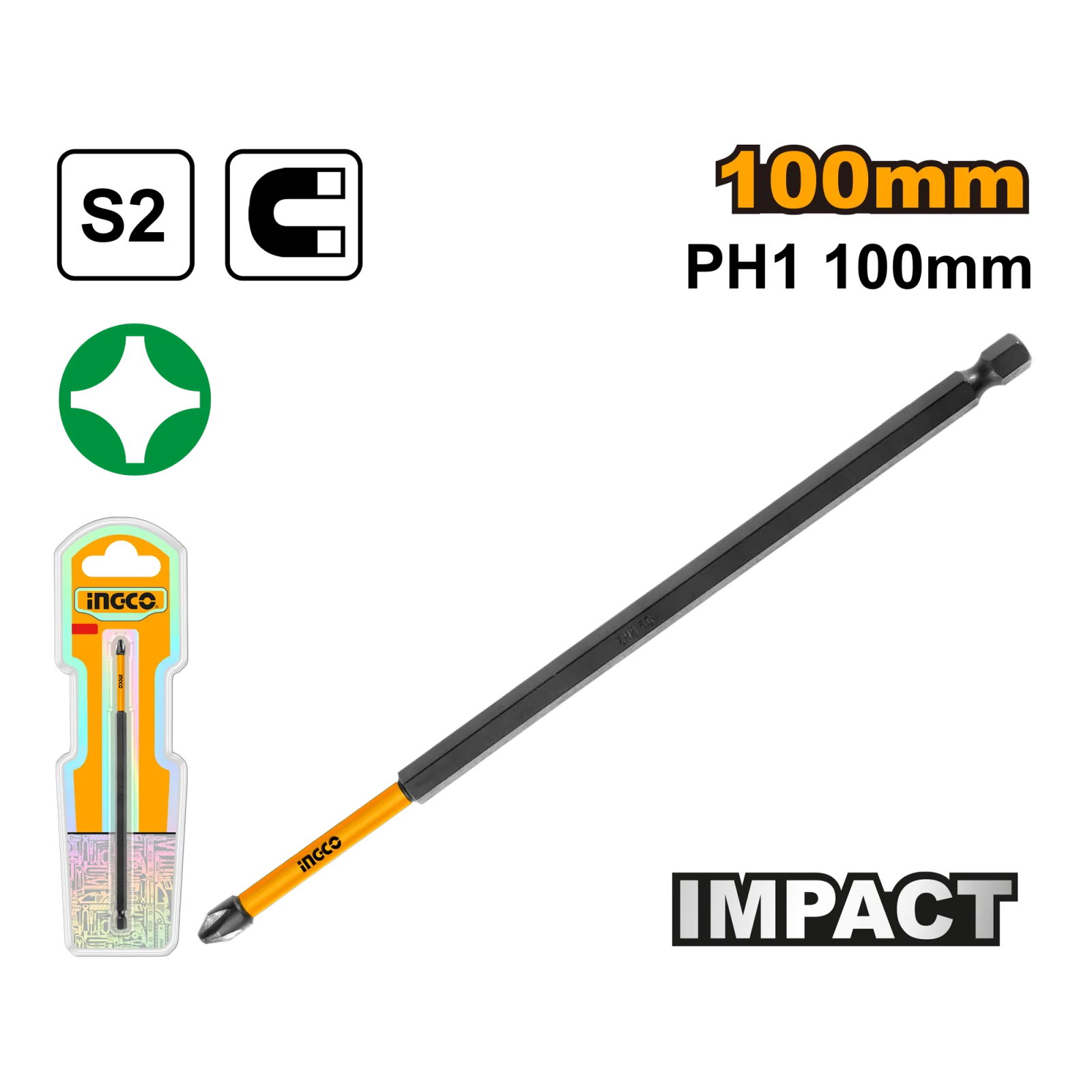 Ударная бита для шуруповерта IMPACT INGCO SDBIM71PH1100 INDUSTRIAL РН1х100 мм