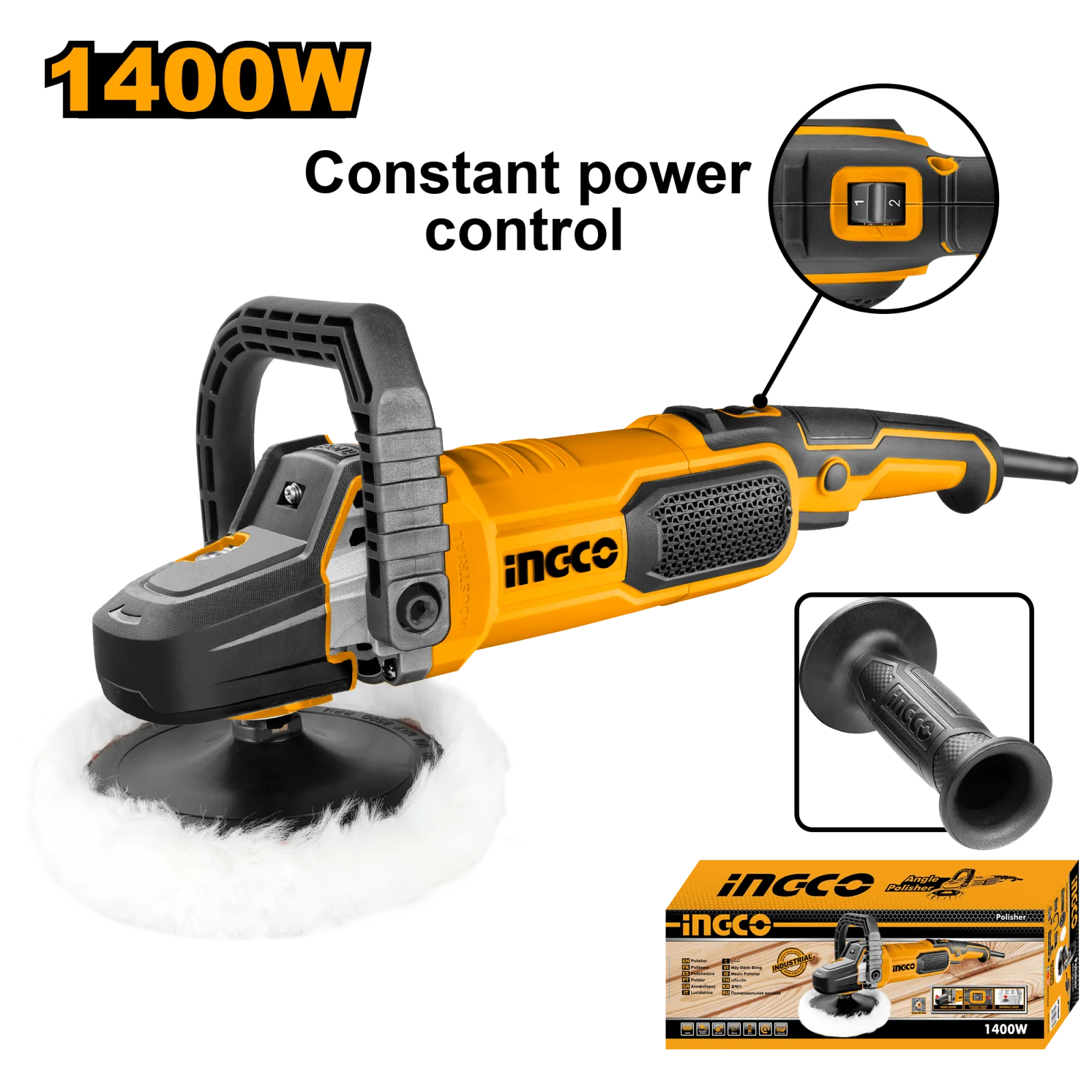 Полировальная машина INGCO AP140028 INDUSTRIAL 180 мм 1,4 кВт