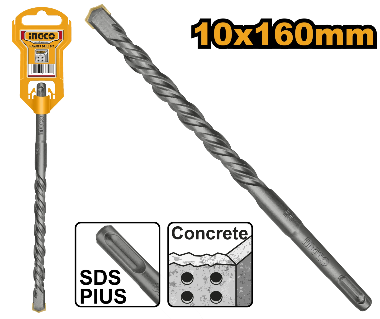 Бур по бетону SDS-plus 10х160 мм INGCO DBH1211002 INDUSTRIAL