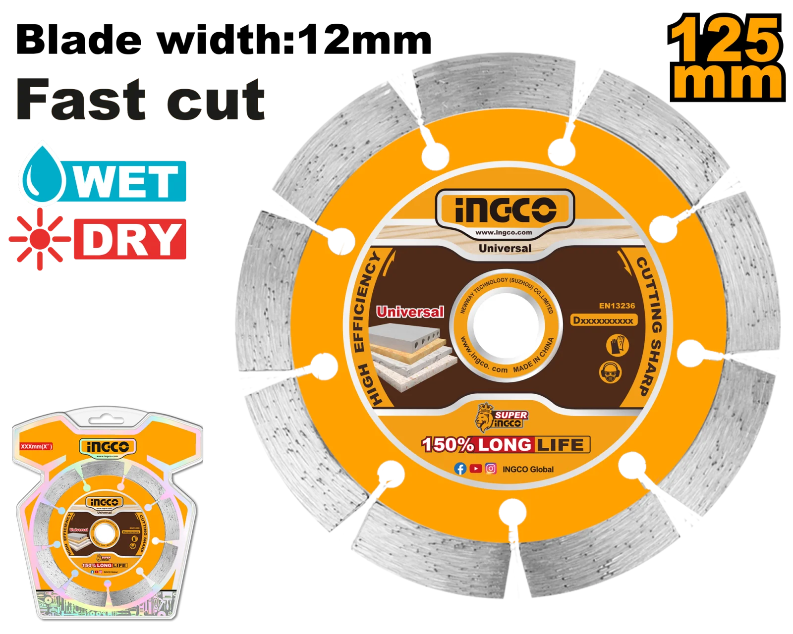 Диск алмазный сегментный INGCO DMD011251 INDUSTRIAL 125хх22,2 мм