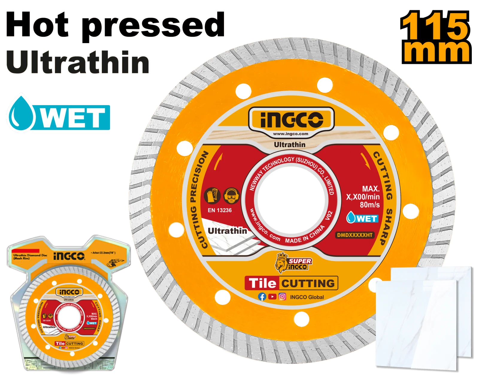 Диск алмазный ультратонкий турбо INGCO DMD031151HT INDUSTRIAL 115х22,2/20 мм
