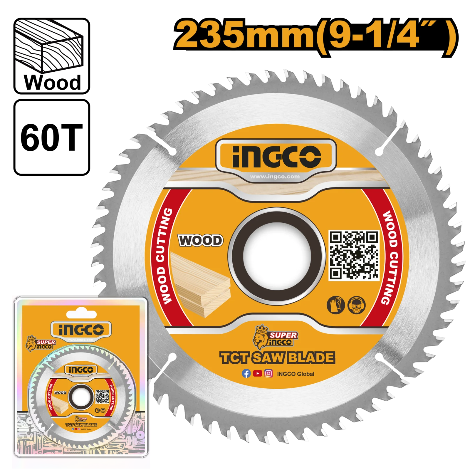 Диск пильный по дереву TCT INGCO TSB123523 INDUSTRIAL 235х30 мм 60Т