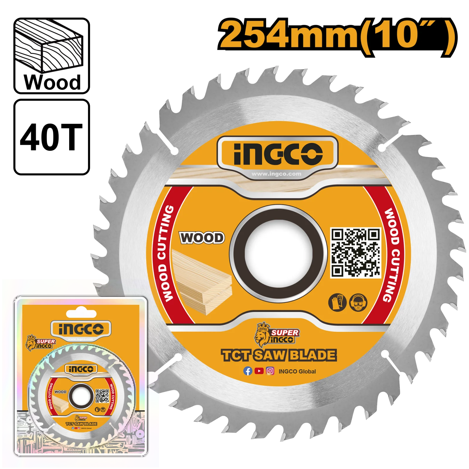 Диск пильный по дереву TCT INGCO TSB125425 INDUSTRIAL 254х30 мм 40Т