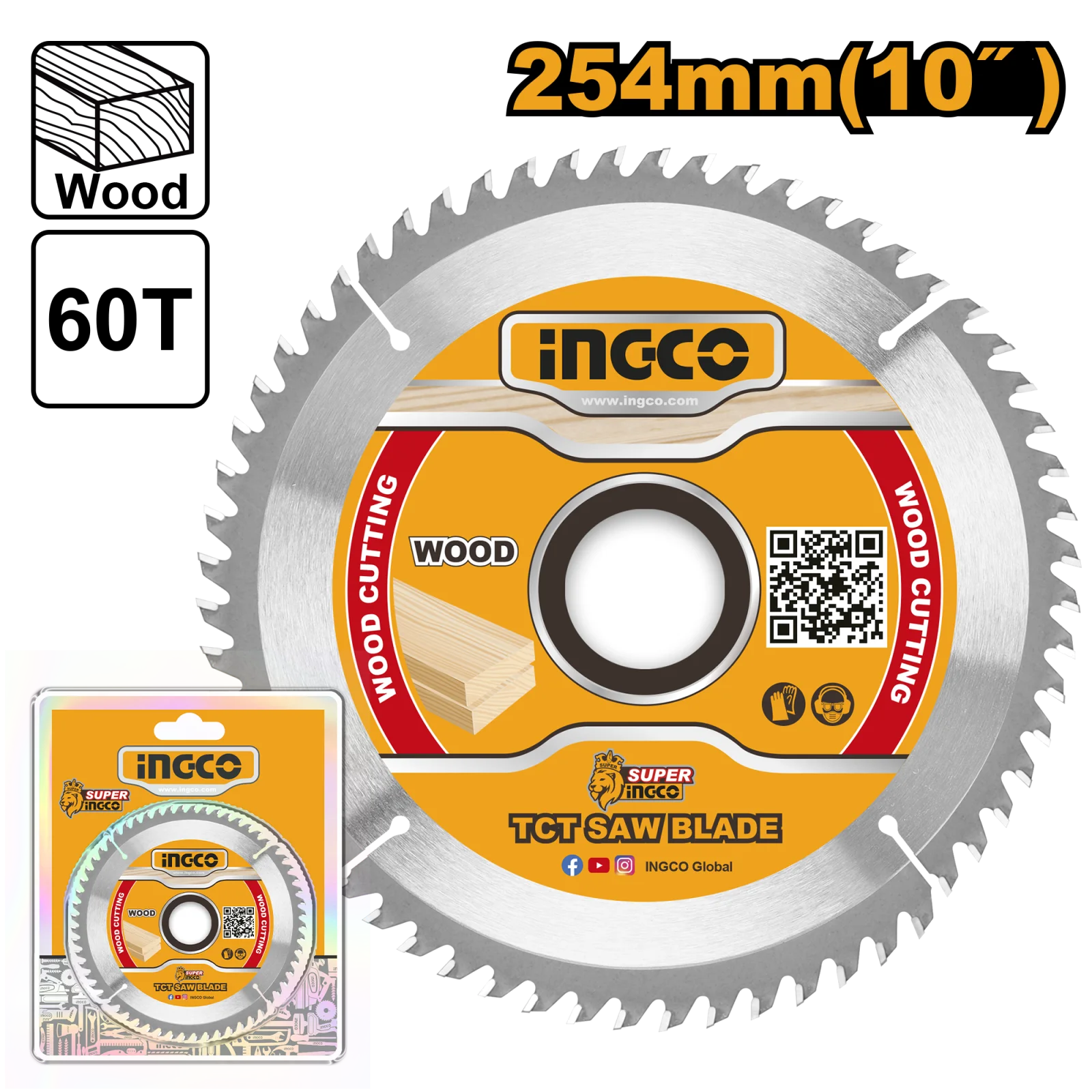 Диск пильный по дереву TCT INGCO TSB125423 INDUSTRIAL 254х30 мм 60Т