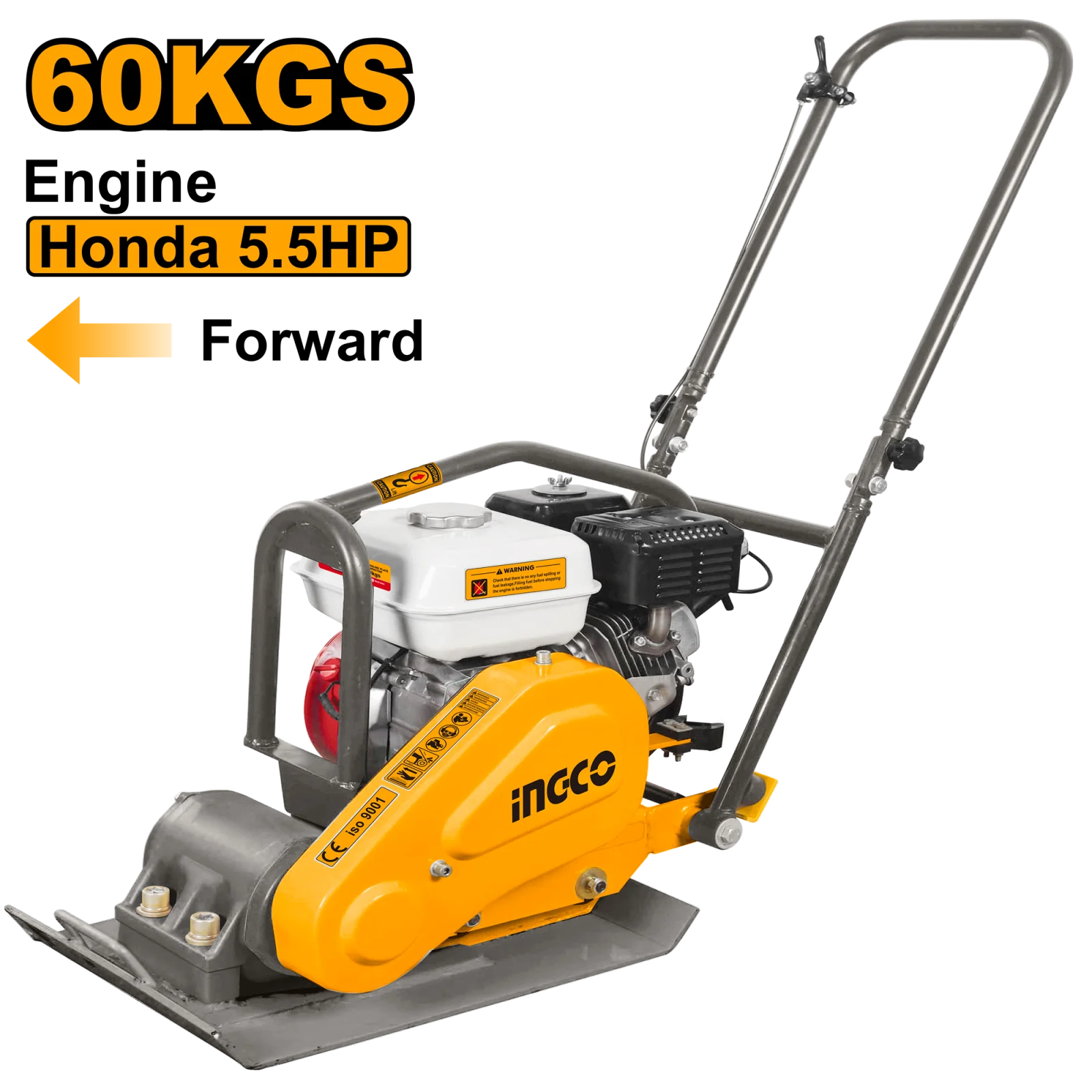 Виброплита бензиновая INGCO GCP060-1 INDUSTRIAL 60 кг 4,0 кВт (5,5 л.с.)