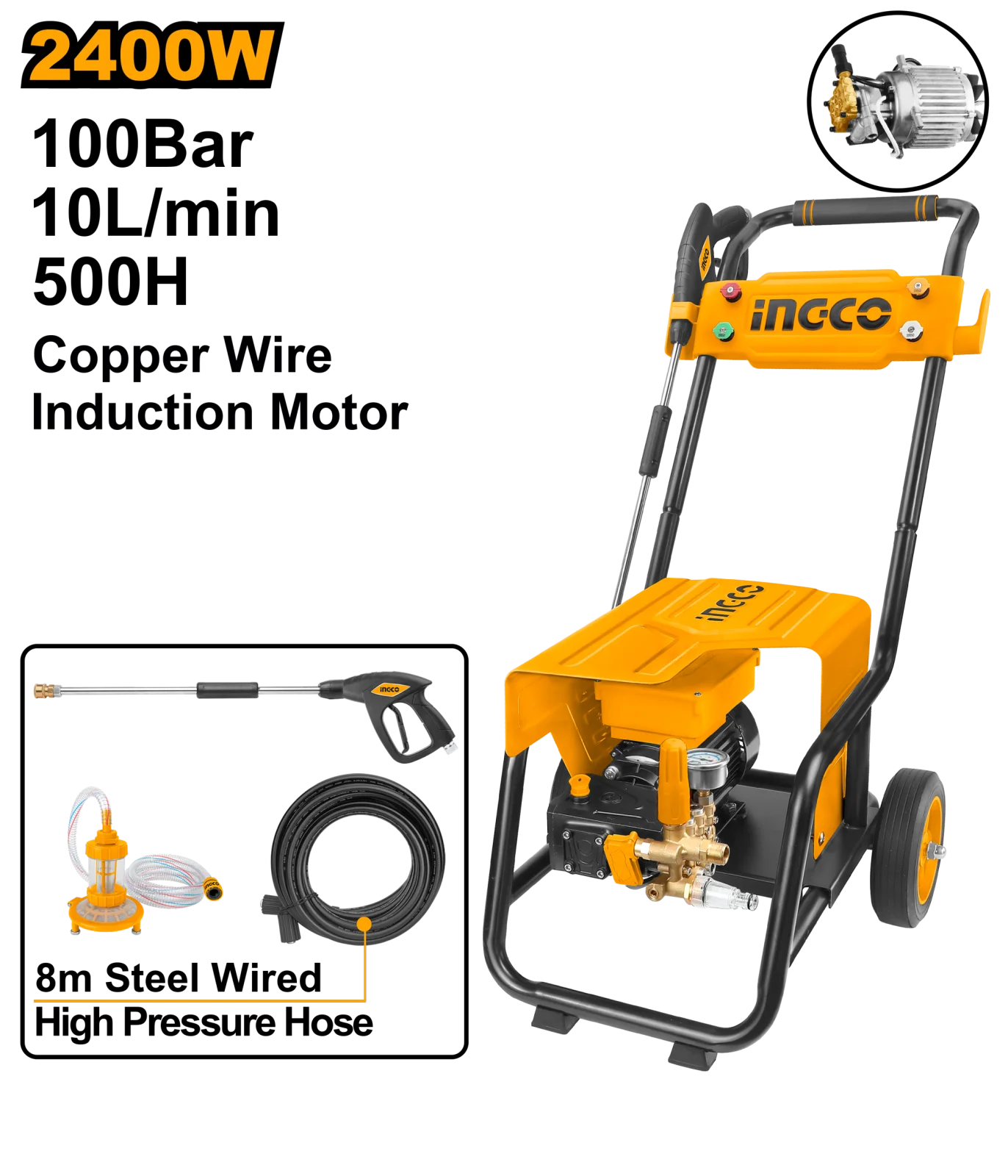 Мойка высокого давления INGCO HPWR30018 INDUSTRIAL 100 бар 2400 Вт