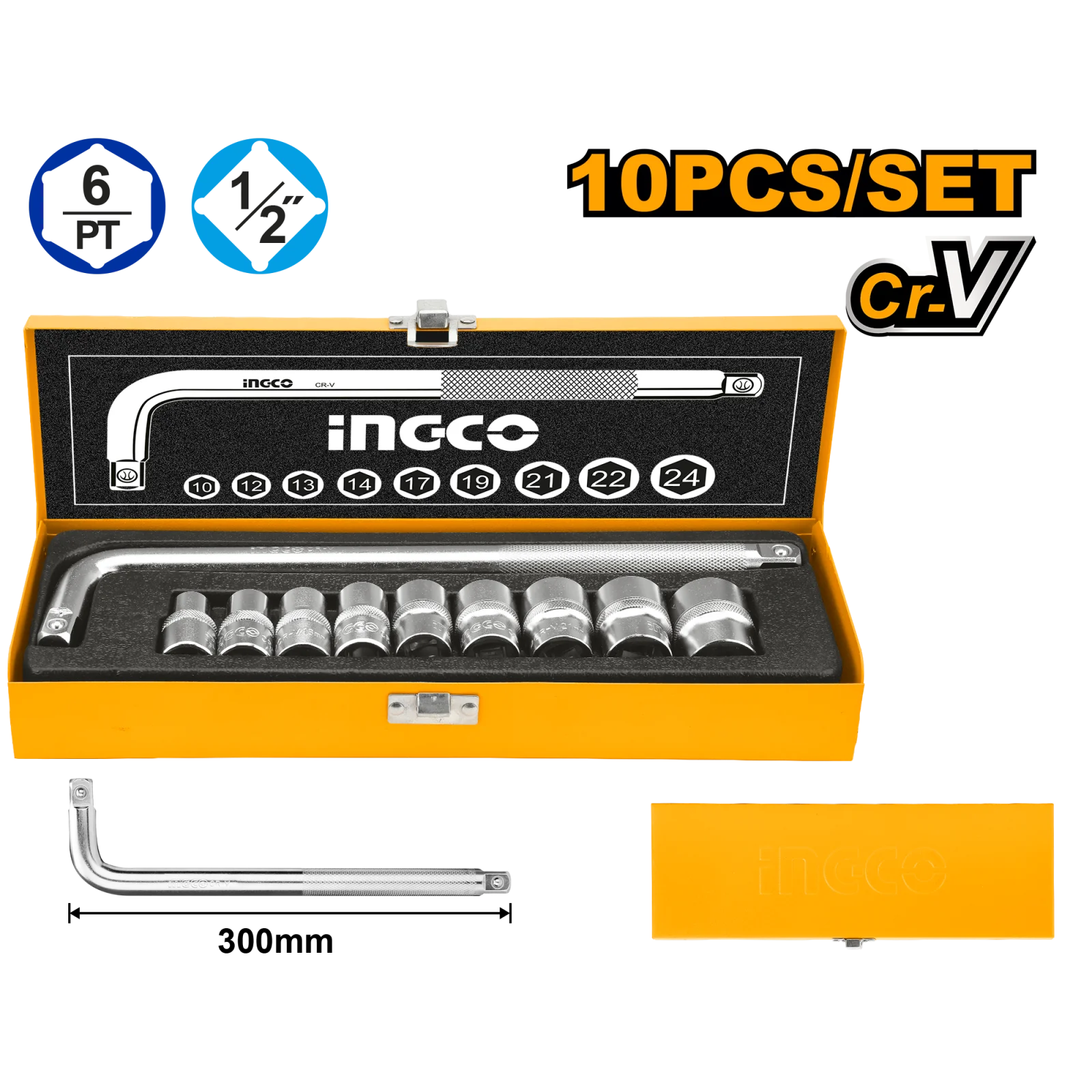 Набор торцевых головок INGCO HKTS12101 INDUSTRIAL 1/2