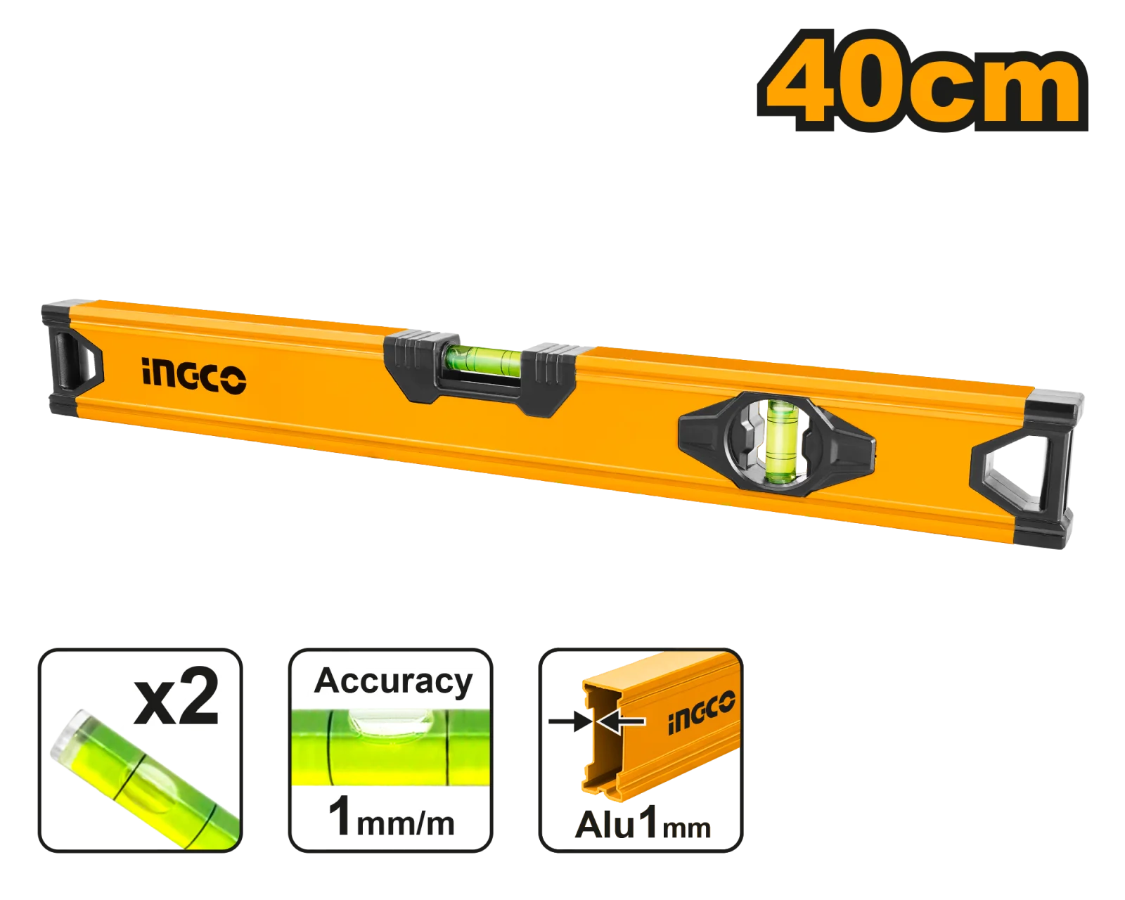 Строительный алюминиевый уровень INGCO HSL58040 40 см