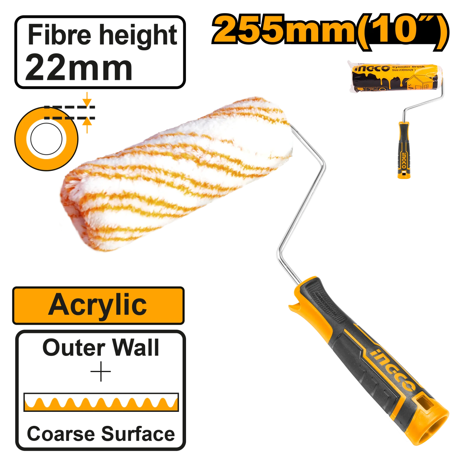 Валик малярный INGCO HRHT092551 INDUSTRIAL 22x255 мм