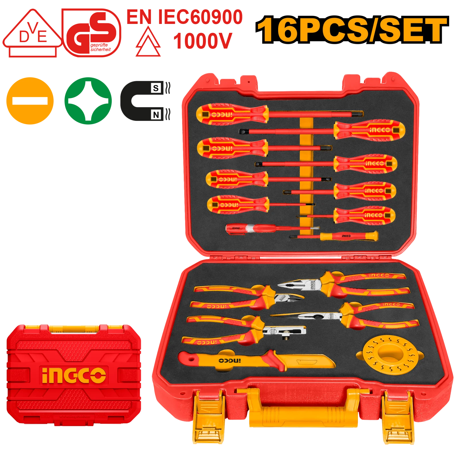 Набор диэлектрического инструмента INGCO HKITH1601 INDUSTRIAL 16 шт.
