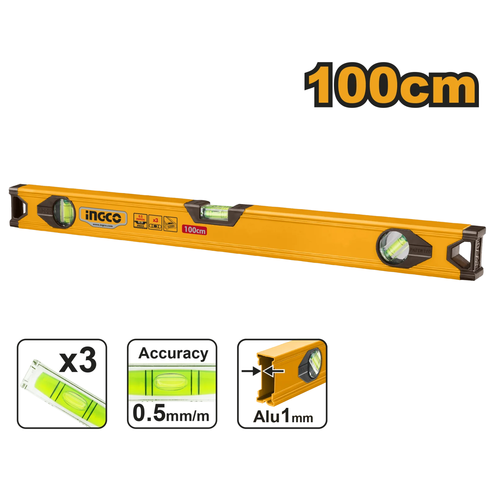 Строительный алюминиевый уровень INGCO HSL18100 100 см