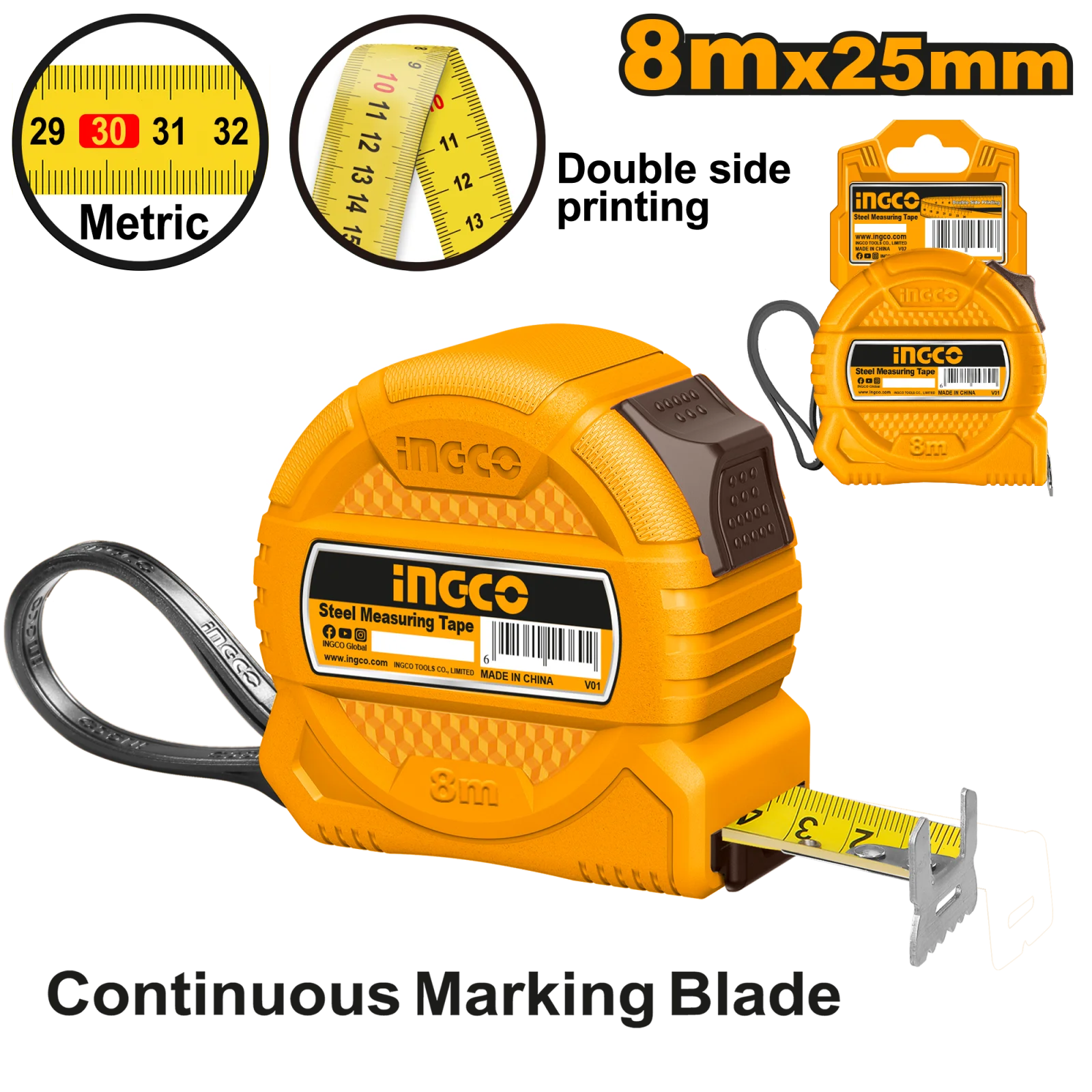 Рулетка измерительная INGCO HSMT39825-1 8x25 мм