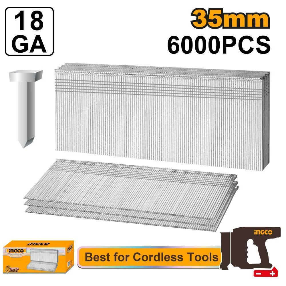 Гвозди для нейлера 18GA INGCO ANA18356 INDUSTRIAL 35 мм 6000 шт.