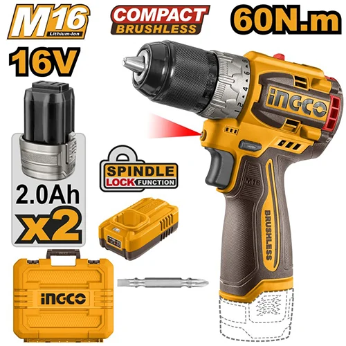 Аккумуляторный бесщеточный шуруповерт INGCO CDLI16682 INDUSTRIAL 16 В 60 Нм 22+1