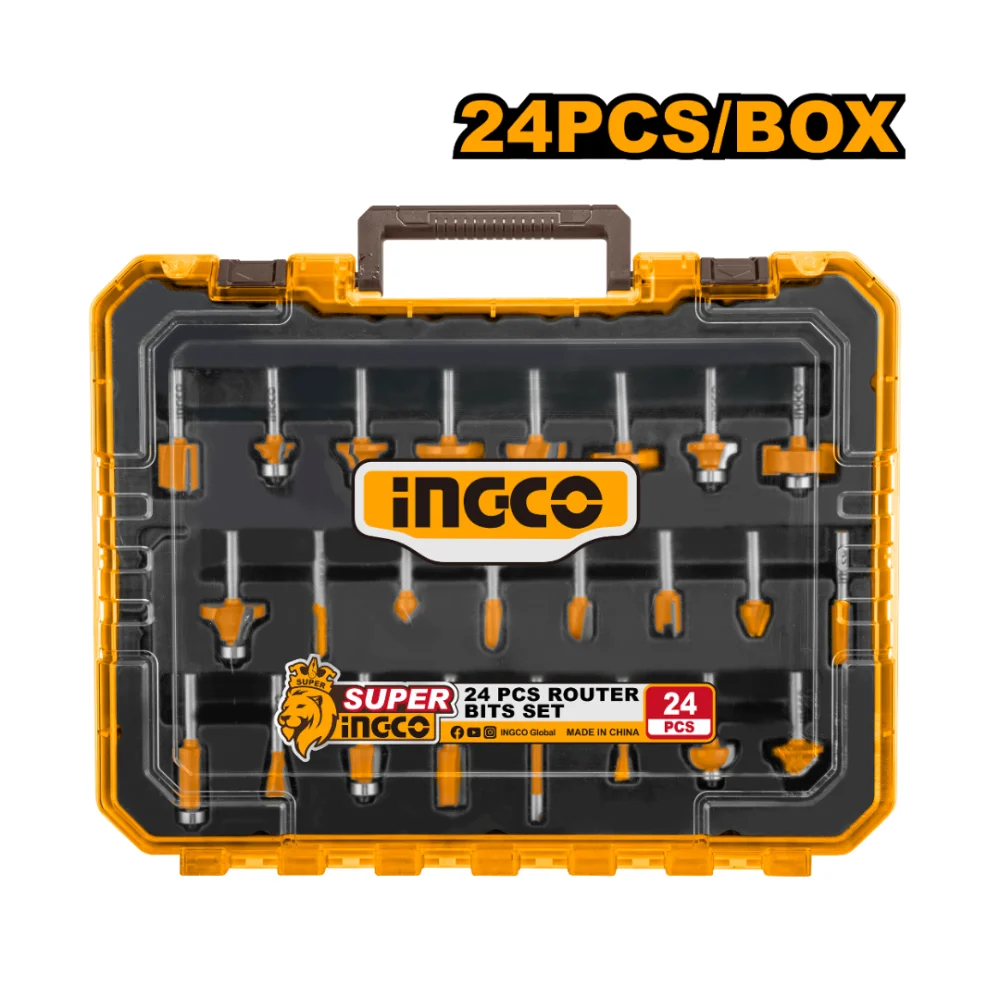Набор фрез по дереву INGCO AKRT24062 INDUSTRIAL 24 шт. 6 мм