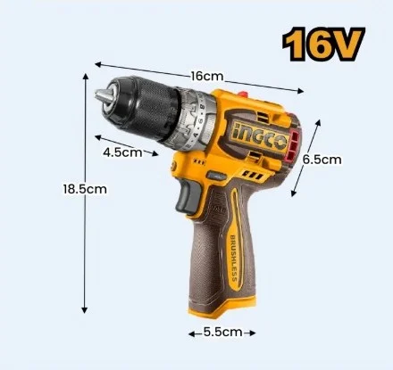 Аккумуляторный ударный бесщеточный шуруповерт INGCO CIDLI16682 INDUSTRIAL 16 В 60 Нм 22+1+1 — фото 2