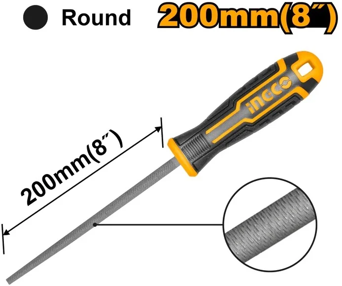 Напильник слесарный круглый INGCO HSRF088 INDUSTRIAL 200 мм