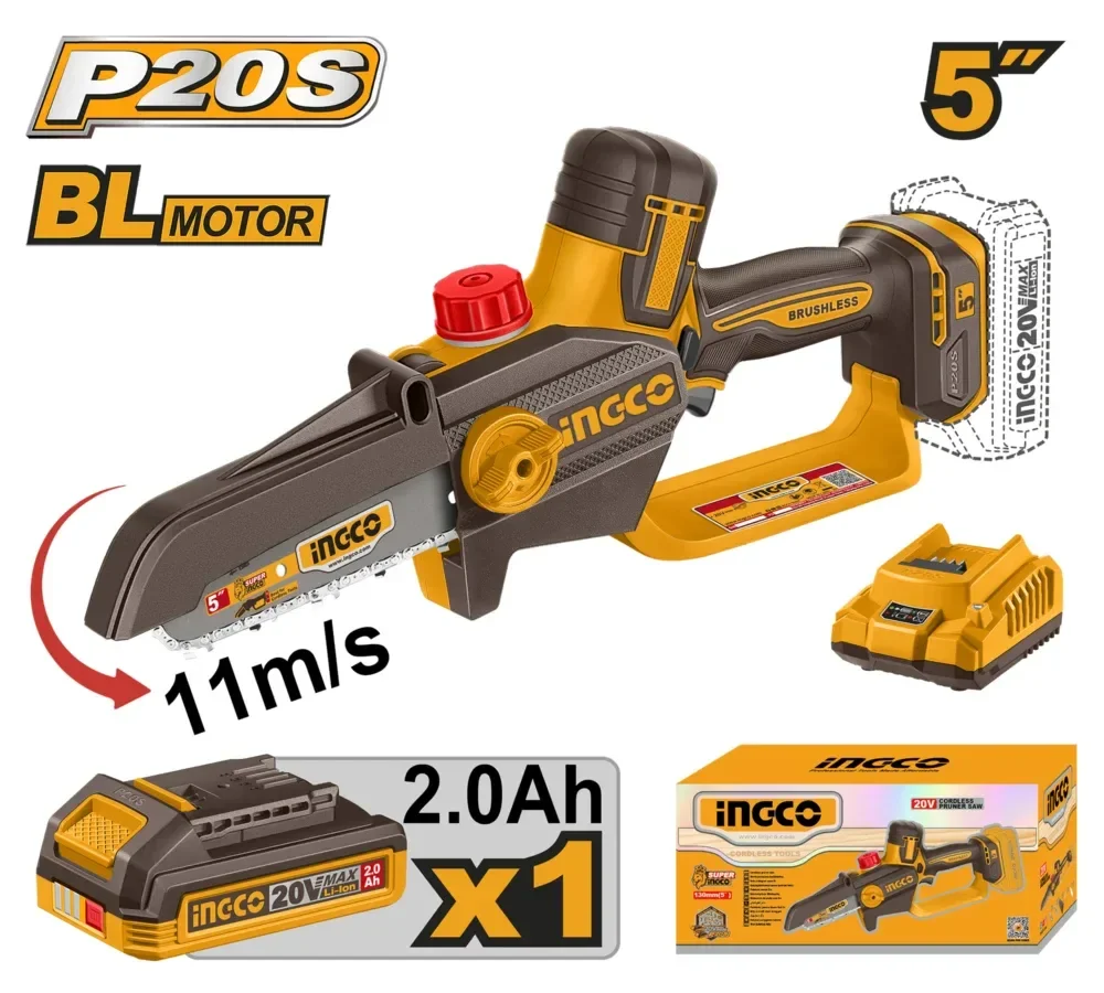 Аккумуляторная цепная мини пила INGCO CGSLI20561 INDUSTRIAL 20 В 5