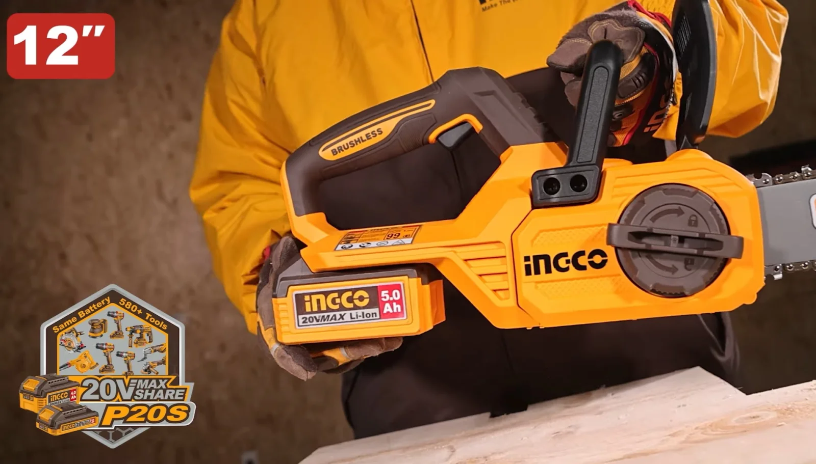 Аккумуляторная бесщеточная цепная пила INGCO CGSLI20126 INDUSTRIAL 20 В 12 