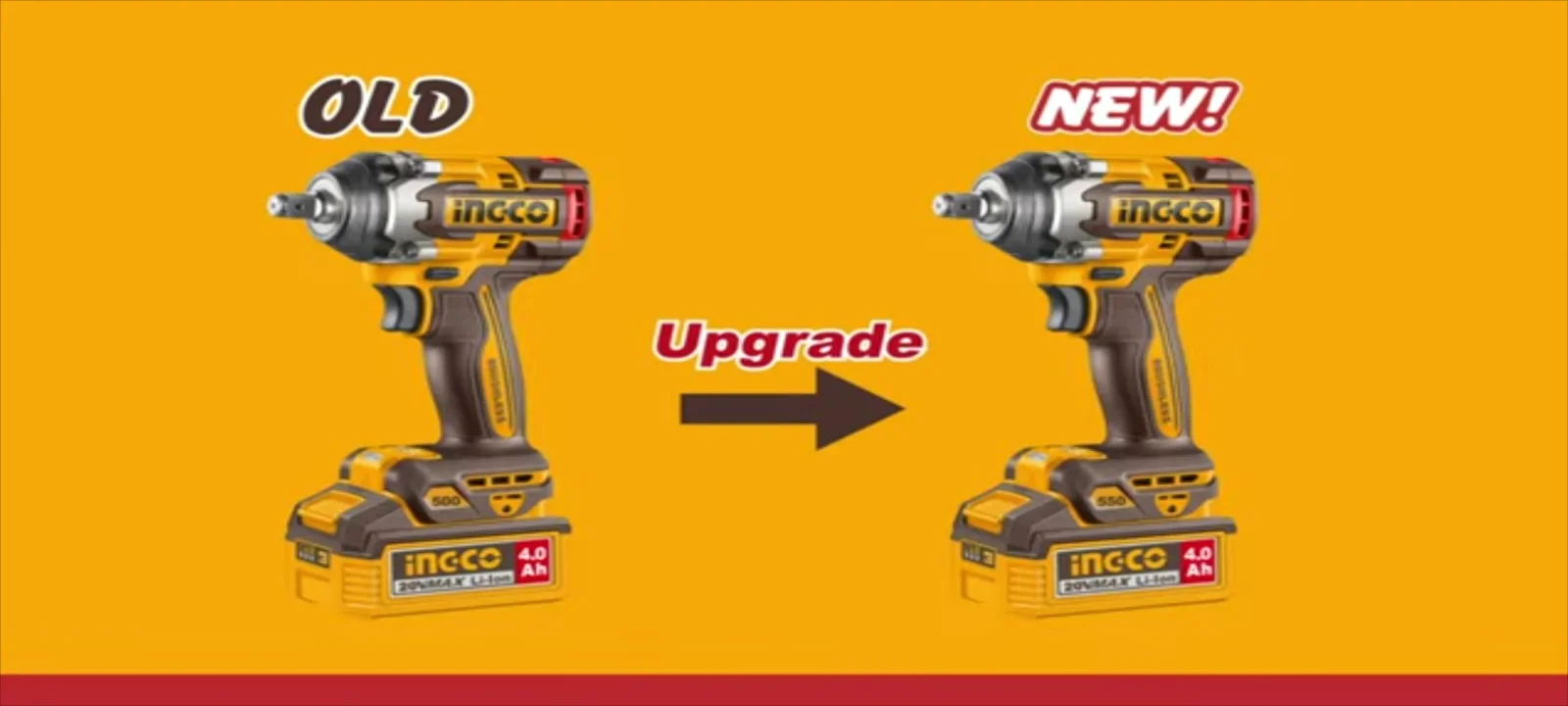 Аккумуляторный бесщеточный ударный гайковерт INGCO CIWLI20551 INDUSTRIAL 20 В 1/2