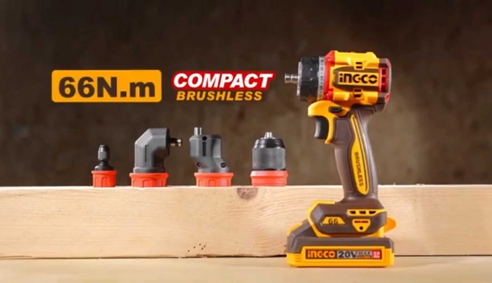 Аккумуляторный бесщёточный шуруповерт INGCO CDLI206686 INDUSTRIAL 20 В 66 Нм с набором сменных насадок — фото 3