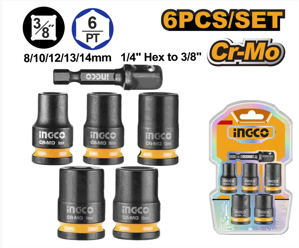Набор ударных головок INGCO HKISSD38061 INDUSTRIAL 6 шт.