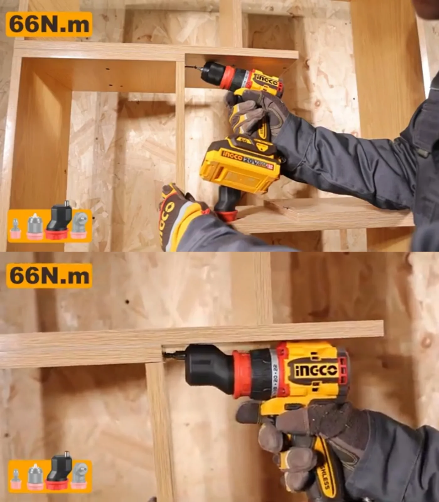 Аккумуляторный бесщёточный шуруповерт INGCO CDLI206686 INDUSTRIAL 20 В 66 Нм с набором сменных насадок — фото 19
