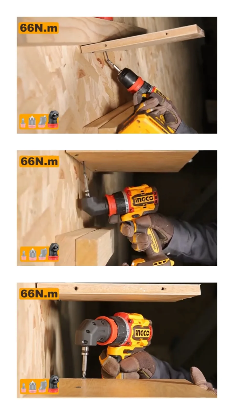 Аккумуляторный бесщёточный шуруповерт INGCO CDLI206686 INDUSTRIAL 20 В 66 Нм с набором сменных насадок — фото 22