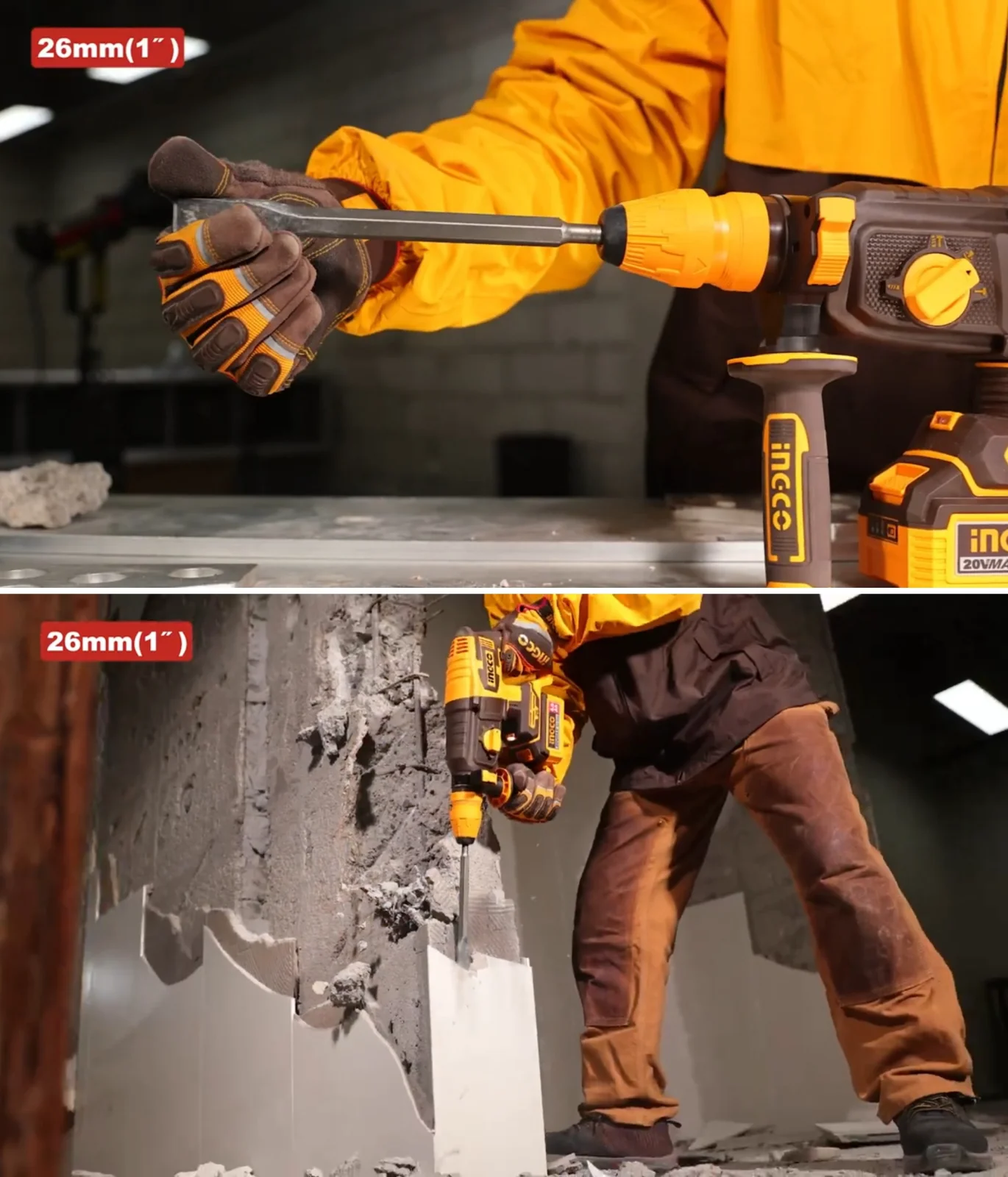 Аккумуляторный бесщеточный перфоратор SDS-Plus INGCO CRHLI202689 INDUSTRIAL 20 В 2,5 Дж 2x4 Ач — фото 8