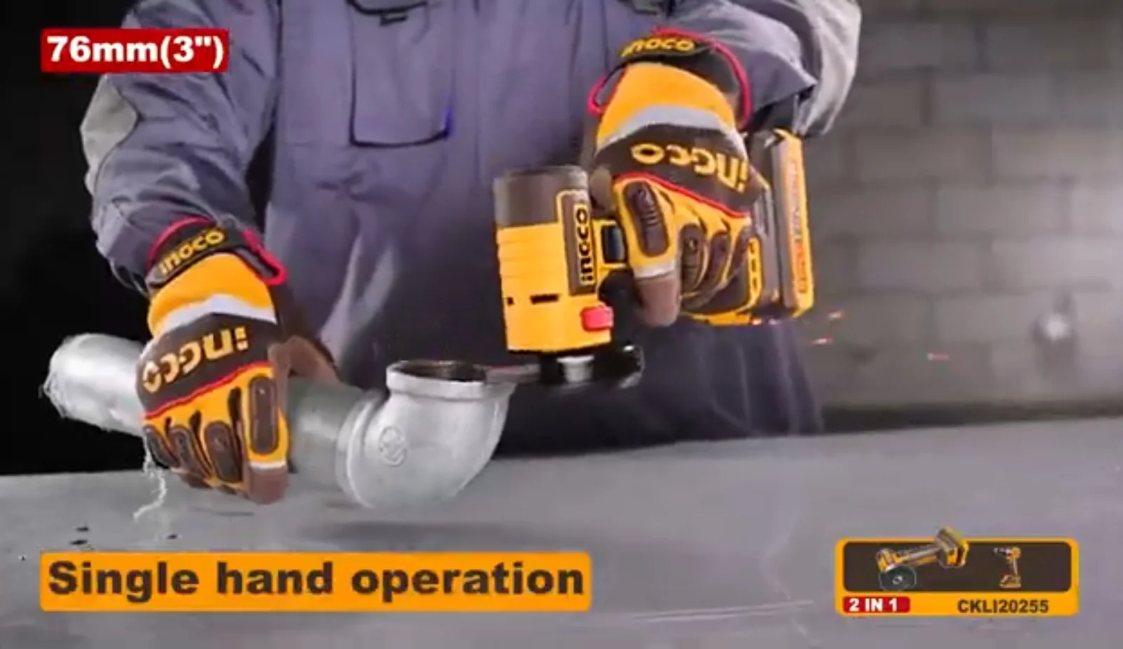 Набор шуруповерт и угловая шлифовальная машина мини ( УШМ ) INGCO CKLI20255 INDUSTRIAL 20 В — фото 9